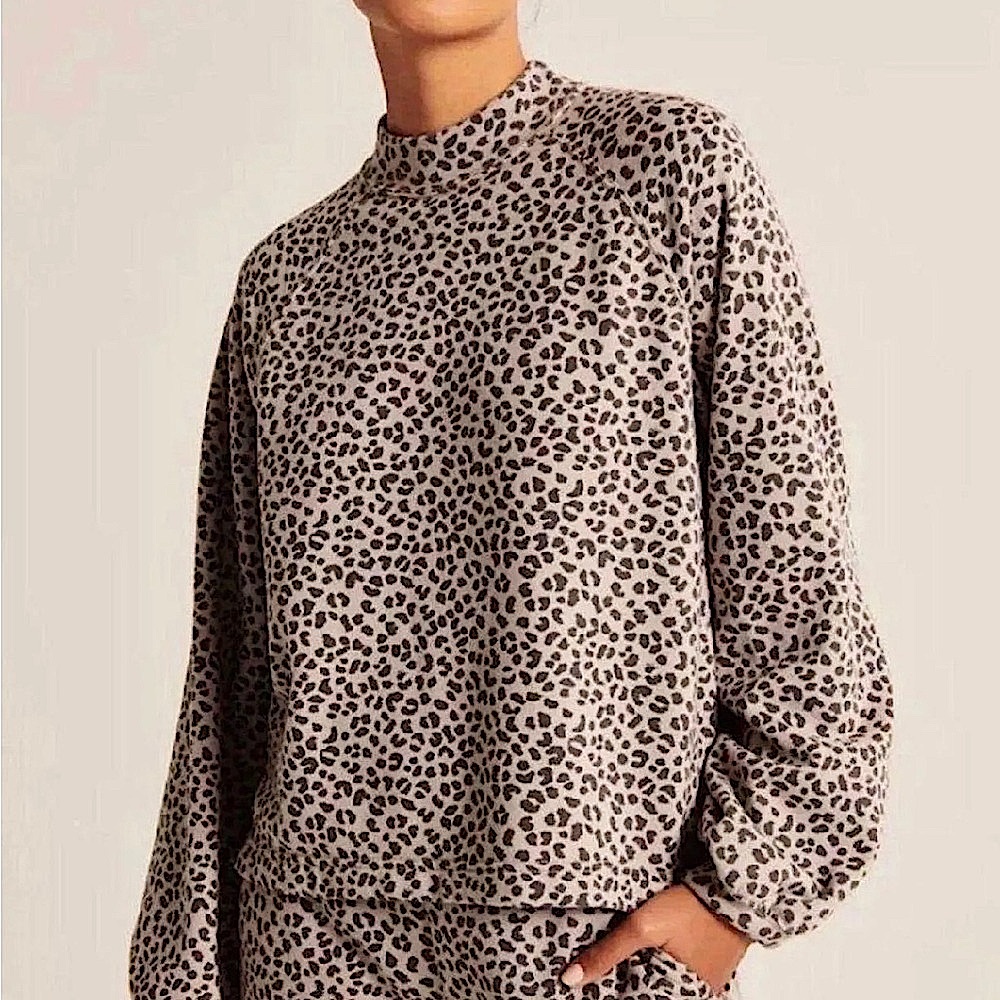 Abercrombie and Fitch Leopard Mock Neck Sweater Super Soft